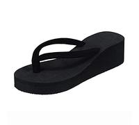 Infradito da donna 2026, con plateau, con cinturino classico, forma facile da infilare, per vacanze al mare, abbigliamento a bordo piscina e per l'estate, colore nero, taglie UK, comode per tutti i