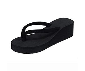Infradito da donna 2026, con plateau, con cinturino classico, forma facile da infilare, per vacanze al mare, abbigliamento a bordo piscina e per l'estate, colore nero, taglie UK, comode per tutti i