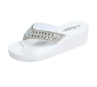 Infradito da donna alla moda, classiche, con decorazione in cristallo, punta a clip, fondo spesso, antiscivolo, fondo morbido, pantofole per tutti i giorni, shopping, vacanze, spiaggia, passeggiate