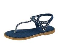 Infradito da donna, antiscivolo, da spiaggia, eleganti, con strass, comodi, suola morbida, per il tempo libero, eleganti e belli, sandali vintage, Blu, 40 EU