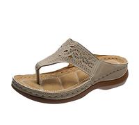 Infradito da donna, colore nero, con plateau, infradito da donna, eleganti con zeppa, infradito ortopediche, in pelle, con zeppa, piedini larghi, antiscivolo, aperti, chunky Slides, marrone, 43 EU