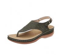 Infradito da donna, comode, infradito estive, con plateau, antiscivolo, sandali sportivi, suola in gomma, sandali da uomo, in pelle, leggeri, estivi, per il tempo libero, verde, 44 EU