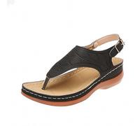 Infradito da donna, comode, infradito estive, con plateau, antiscivolo, sandali sportivi, suola in gomma, sandali da uomo, in pelle, leggeri, estivi, per il tempo libero, Nero , 44 EU