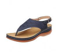 Infradito da donna, comode, infradito estive, con plateau, antiscivolo, sandali sportivi, suola in gomma, sandali da uomo, in pelle, leggeri, estivi, per il tempo libero, Blu, 44 EU