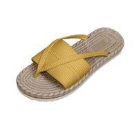 Infradito da donna con clip, espadrillas antiscivolo ortesi eleganti infradito morbide suole comode pantofole larghe sandali piatti cavi leggeri Hausschuhe Outdoor, Giallo, 40 EU