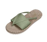 Infradito da donna con clip, espadrillas antiscivolo ortesi eleganti infradito morbide suole comode pantofole larghe sandali piatti cavi leggeri Hausschuhe Outdoor, Verde, 41 EU