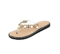 Infradito da donna con cristalli e suola piatta per uno stile casual quotidiano, eleganti scarpe da spiaggia come sandali ariosi, alternative al design femminile per il tempo libero, scarpe robuste