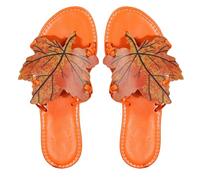 Infradito da donna con design a foglia, sandali bassi alla moda, leggeri e divertenti, punta aperta, estivi, casual, per attività all'aperto, versatili e confortevoli, Arancione, 39.5 EU