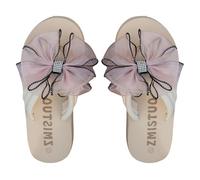 Infradito da donna con fiore, scarpe basse bohémien, con zeppa bassa, spesse, con supporto per fascite plantare, senza lacci, estive, casual, versatili, rosa, 38 EU
