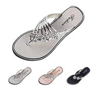 infradito da donna con fiori, infradito da donna, piatti, sandali bohémien, comodi slippers alla moda, sandali da spiaggia, suola solida, traspiranti, a, 37 EU