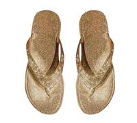 infradito da donna con glitter eleganti, sandali estivi da donna, con strass, tinta unita, alla moda, facili da pulire, comodi da spiaggia, abbigliamento quotidiano, infradito con paillettes, gold, 43