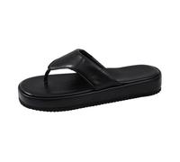 Infradito da donna con plateau, infradito da donna, morbide, leggere, comode, con suola testurizzata antiscivolo, multicolore, eleganti muli casual per le vacanze, Nero , 39 EU