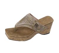 Infradito da donna con tacco alto, alla moda, per l'estate, comode, traspiranti, antiscivolo, suola spessa, taglia 36-43, grigio., 43