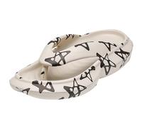 Infradito da donna con zeppa, con stampa retrò, motivo a stelle, ciabatte grosse, sandali infradito per streetwear, spiaggia, passeggiate casual, cachi, 38 EU