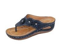 Infradito da donna con zeppa, sandali infradito da donna, sandali infradito da donna Regno Unito, scarpe da ginnastica con zeppa floreale, sandali estivi comodi infradito imbottiti per spiaggia