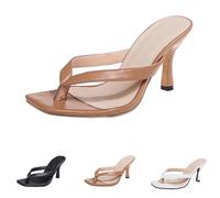 infradito da donna eleganti con tacco, infradito da donna con plantare 2025, scarpe aperte con cinturino a testa quadrata, pantofole estive alla moda, leggere scarpe da ufficio, cachi, 41 EU