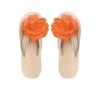 infradito da donna, eleganti fiori, infradito da spiaggia, sandali leggeri, comodi, estivi, per il tempo libero, per interni ed esterni, Colore: arancione., 44 EU