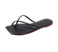 infradito da donna eleganti - sandali da donna piatti in pelle infradito quadrati antiscivolo sandali da spiaggia aperti scarpe estive leggere comode pantofole perizoma, Z01nero, 42 EU