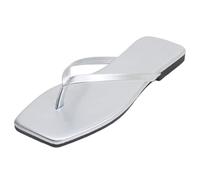 infradito da donna eleganti sandali da donna piatti in pelle, separatore per dita dei piedi, antiscivolo, sandali da spiaggia, scarpe estive leggere, comode, argento, 39 EU