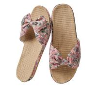 infradito da donna estive in lino, eleganti pantofole con fiocco, comode e antiscivolo, alla moda, sandali piatti, resistenti al sudore, infradito traspiranti, Rosa 1, 37 EU