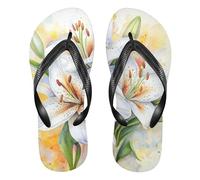 Infradito da donna in gomma, per nuoto, escursionismo, viaggi e spiaggia, Giglio Fiore Acquerello Art, XX-Large