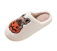 Infradito da donna, in memory foam, punta tonda, per la casa, l'inverno, tiene al caldo le stampe dei cartoni animati, pantofole personalizzate per le donne con immagine, bianco, 36 EU