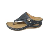 Infradito da donna, sandali ortopedici da donna con zeppa, con supporto per arco plantare, sandali per fascite plantare in memory foam, senza lacci, sandali estivi da spiaggia, Blu, 37.5 EU