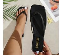 Infradito da donna tinta unita, sandali piatti casual leggeri con punta aperta, pantofole con suola morbida per uso interno/esterno, adatte per spiaggia e piscina, infradito con cinturino tra le dita 