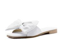 Infradito da donna vintage, scarpe casual piatte, comode, sandali aperti sul retro, scarpe con punta aperta, pantofole antiscivolo, pantofole lavabili con fiocco, bianco, 39.5 EU