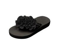 infradito da spiaggia da donna, infradito da donna, colore nero, con plateau e fiori, da spiaggia, ultraleggeri, per il tempo libero, senza spalline, lavabili, Nero , 42 EU