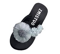 Infradito da uomo Scarpe aperte Flip- Toe Fiore Moda Slipper Donna flop Slip-on Colore Pantofole da donna, Azzurro, 39 EU