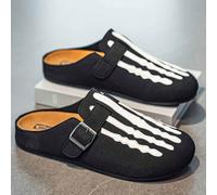 Infradito da uomo ultima primavera-estate 2025, ciabatte slip-on con design a osso, stile mulo realizzate in pelle e camoscio, adatte per esterno, strada, festa, ufficio, casa, spiaggia, di moda e cas