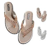 Infradito Donna Comode Estate Sandali Da Dito Ortopedici Infradito Moda Punta Aperta Sandalo Piatto Antiscivolo Flessibile Festa Spiaggia Scarpe Piattaforma Sportive Trekking Offerta, oro, 38 EU