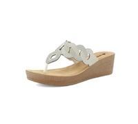 Infradito Donna con Zeppa e Leggero Plateau e Strass, Plantare in Pelle