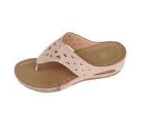 Infradito Donna Con Zeppa Per Spiaggia - Ciabatte Aperte Donna Ortopediche | Pantofole Pianta Larga Suola Morbida Sandalo Etnico Motivo Traforato Sandali Leggeri E Comodi Per Vacanze Al Mare