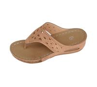 Infradito Donna Con Zeppa Per Spiaggia - Ciabatte Aperte Donna Ortopediche | Pantofole Pianta Larga Suola Morbida Sandalo Etnico Motivo Traforato Sandali Leggeri E Comodi Per Vacanze Al Mare