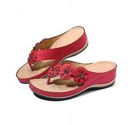 Infradito Donna Ortopediche Estate Sandali A Dito Comodi Scarpe Piattaforma Casual Antiscivolo Infradito Piattaforma Punta Aperta Moda Spiaggia Festa Sandalo Sportivo Trekking Offerta, rosso, 35 EU
