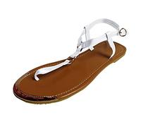 Infradito donna sandali spiaggia donna tinta unita vintage romane eleganti con cinturino regolabile scarpe antiscivolo tacco basso scarpe scarpe scarpe da passeggio, bianco, 38 EU
