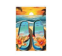Infradito e scena tropicale spiaggia bandiera giardino di benvenuto 2 x 3 ft double face no dissolvenza casa cortile bandiere foto sfondo festa banner per cortile portico prato decorazione esterna