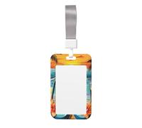 Infradito e scena tropicale spiaggia porta badge con cordino verticale in plastica con finestra trasparente protezione impermeabile per carte d'identità custodia per badge da lavoro per infermieri