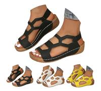 Infradito elastiche a schiena nuda, sandali traforati traspiranti, scarpe facili da indossare con tacchi a zeppa, pantofole comode per città, Nero , 39 EU