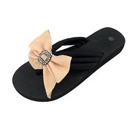 Infradito estive da donna con fiocco floreale, sandali da spiaggia | comodi slip-on stile infradito calzature per abbigliamento casual | design leggero con suola in EVA, Beige, 40 EU