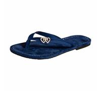 Infradito estive da donna con motivo leopardato e dettagli in cristallo scintillanti, infradito leggere con applicazione a cuore, eleganti infradito da spiaggia per vacanze e giornate calde, A2 blu