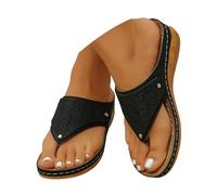 Infradito Estive Donna Floreali Traforate Cinturino tra Le Dita Leggere Comode (Black, 36)