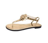 Infradito estivi da donna, infradito piatte, infradito aperte, motivo floreale 3D, eleganti, antiscivolo, larghi sandali romani, leggere e comode, infradito da spiaggia, O Gold, 40 EU