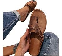 Infradito in pelle con punta ad anello, scarpe piatte separate con supporto per l'arco, pantofole per correzione dell'alluce valgo, sandali da spiaggia per escursioni all'aperto