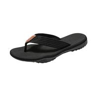 Infradito in pelle con supporto per arco, sandali estivi da uomo e da donna, inclinazione, tacco da spiaggia, infradito in morbida pelle tessuto ciabatte estive spiaggia antiscivolo, Nero , 43 EU