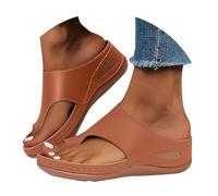 Infradito moda da donna con zeppe, sandali con zeppa da donna, comodi, estivi, zoccoli da indossare tong ortopedico estivo, sandali semplici nudi piedi leggeri ciuffo slipper suole morbide, marrone