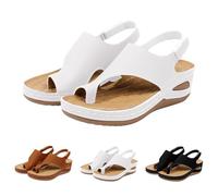 Infradito ortopediche da donna con plantare, con zeppa, sandali da spiaggia con cinturino per le dita, sandali estivi aperti sul davanti, antiscivolo, bianco, 43 EU