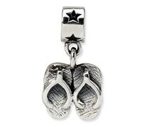 Infradito Pendente Bambini Perlina .925 Argento Sterling Antico Finitura